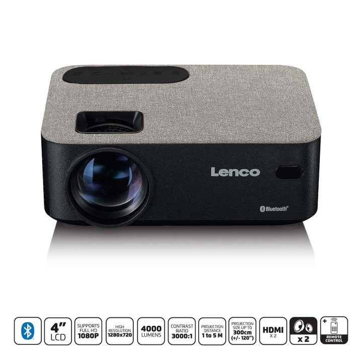 Lenco HD 720P LCD-projektori Bluetoothilla Harmaa ryhmässä KODINELEKTRONIIKKA / Ääni & Kuva / Kotiteatteri, HiFi ja kannettavat / Projektorit & Tarvikkeet @ TP E-commerce Nordic AB (C90756)