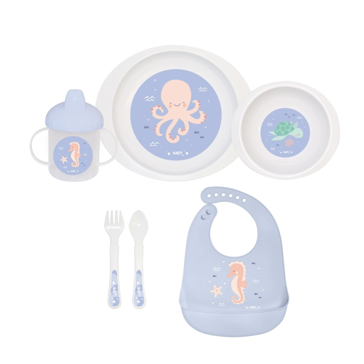 SARO Baby Syöttösetti 6 kpl Ocean Life (SAO5286) ryhmässä LELUT, TUOTTEET LAPSILLE JA VAUVOILLE / Syö ja juo / Lasten astiat @ TP E-commerce Nordic AB (C91513)