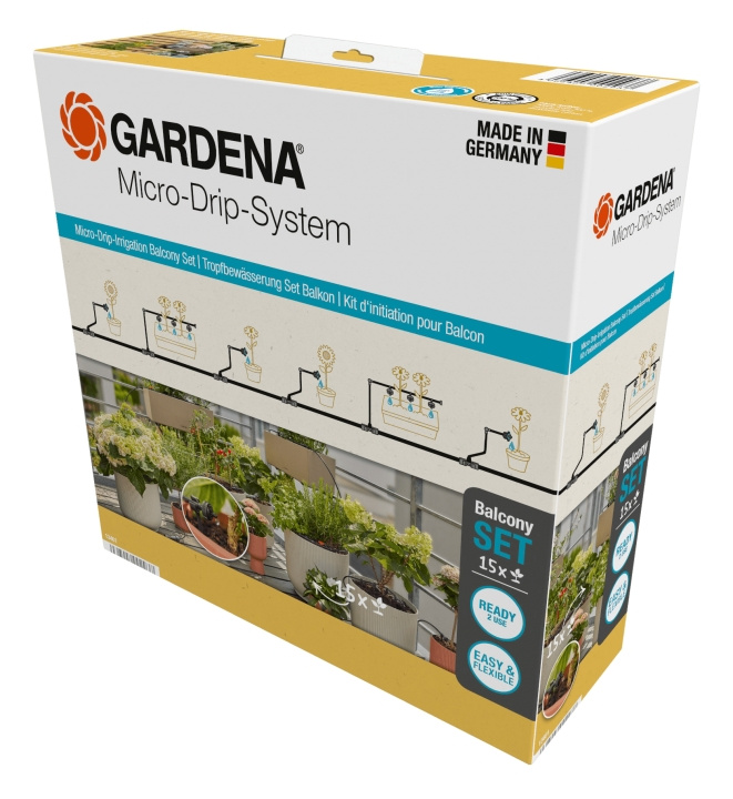 Gardena Micro-Drip-Irrrigation Balcony Set (15 kasvia) - 15 kasvia ryhmässä KOTI, TALOUS JA PUUTARHA / Puutarhatuotteet / Muut @ TP E-commerce Nordic AB (C91704)