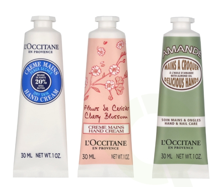 L\'Occitane Hand Cream Trio Set 90 ml 3x30ml - Shea/Cherry Blossom/Almond ryhmässä KAUNEUS JA TERVEYS / Manikyyri/Pedikyyri / Käsirasva @ TP E-commerce Nordic AB (C91977)