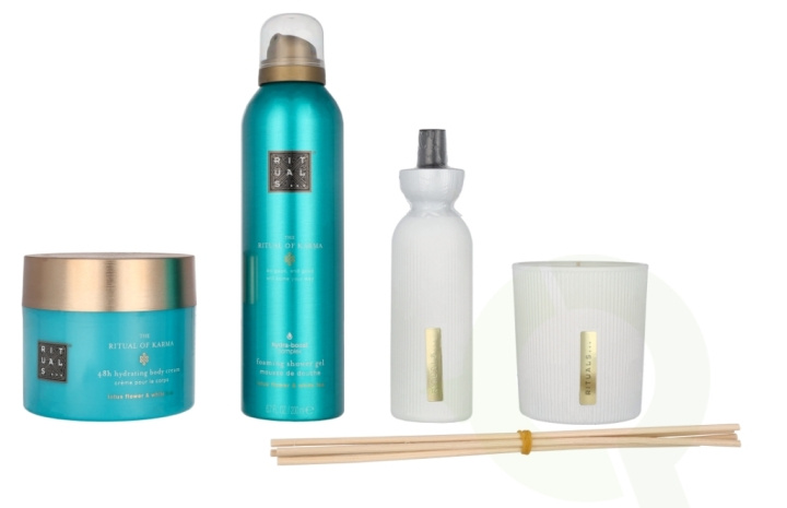 Rituals Karma Large Set 610 ml Scented Candle 140 ml/48h Hydrating Body Cream 200 ml/Mini Fragrance Sticks 70 ml/Foaming Shower Gel 200 ml ryhmässä KAUNEUS JA TERVEYS / Lahjapakkaukset / Naisten lahjapakkaukset @ TP E-commerce Nordic AB (C92008)