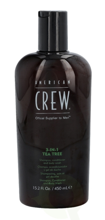 American Crew Tea Tree 3In1 Shampoo Conditioner & Body Wash 450 ml ryhmässä KAUNEUS JA TERVEYS / Hiukset &Stailaus / Hiustenhoito / Shampoo @ TP E-commerce Nordic AB (C92106)