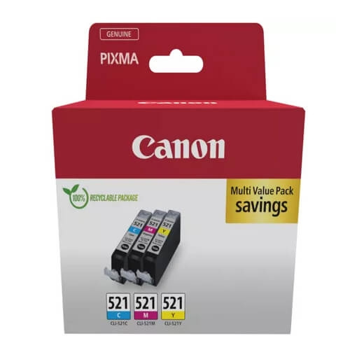 Canon Musta 2934B015 CLI-521 Multipack C/M/Y ryhmässä TIETOKOONET & TARVIKKEET / Tulostimet & Tarvikkeet / Musteet ja väriaineet / Mustepatruunat / Canon @ TP E-commerce Nordic AB (C92312)