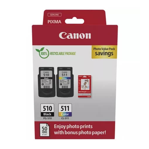 Canon Muste 2970B017 PG-510/CL-511 Multipack ryhmässä TIETOKOONET & TARVIKKEET / Tulostimet & Tarvikkeet / Musteet ja väriaineet / Mustepatruunat / Canon @ TP E-commerce Nordic AB (C92315)