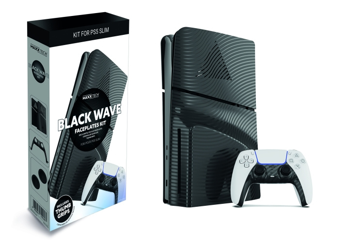 Maxx Tech PS5 Slim Faceplates + ohjaimen etulevyt - Black Wave - musta aalto ryhmässä KODINELEKTRONIIKKA / Pelikonsolit & Tarvikkeet / Sony PlayStation 5 @ TP E-commerce Nordic AB (C93178)