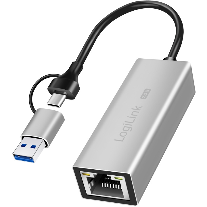 LogiLink USB-A/USB-C -> 2,5 Gigabit Nätverksadapter RJ45 ryhmässä TIETOKOONET & TARVIKKEET / Verkko / Verkkokortti / USB @ TP E-commerce Nordic AB (C93483)