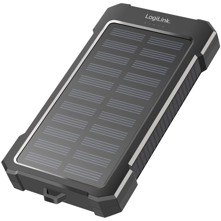 LogiLink Solcells-Powerbank 10.000mAh 2xUSB-A + USB-C in/ut 12W ryhmässä ÄLYPUHELIMET JA TABLETIT / Laturit & Kaapelit / Powerbanks @ TP E-commerce Nordic AB (C93485)