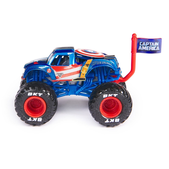 Monster Jam 1:64 Marvel Single-Captain America (6071333) ryhmässä LELUT, TUOTTEET LAPSILLE JA VAUVOILLE / Leikkikalut, Askartelu &Pelit / Leikkiautot @ TP E-commerce Nordic AB (C94213)