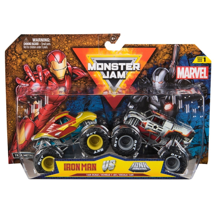 Monster Jam 1:64 Marvel 2 Pack - Rautamies vs. Sotakone (Iron Man vs. War Machine) ryhmässä LELUT, TUOTTEET LAPSILLE JA VAUVOILLE / Leikkikalut, Askartelu &Pelit / Leikkiautot @ TP E-commerce Nordic AB (C94642)