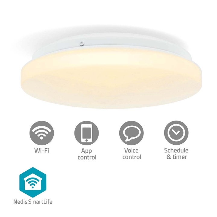 Nedis SmartLife Kattovalo | Wi-Fi | Lämpimästä kylmään valkoiseen / RGB | Pyöreä | Halkaisija: 260 mm | 1820 lm | 2700 - 6500 K | IP44 | Energialuokka: F | Android™ / IOS ryhmässä KODINELEKTRONIIKKA / Valaistus / Kattolamput @ TP E-commerce Nordic AB (C94861)