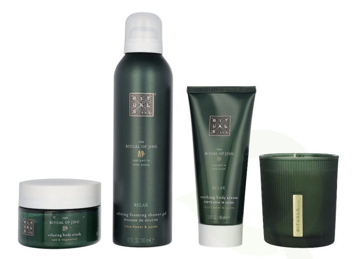 Rituals Jing Set 565 ml Body Cream 100ml/Scented Candle 140ml/Body Scrub 125ml/Foaming Shower Gel 200ml ryhmässä KAUNEUS JA TERVEYS / Lahjapakkaukset / Naisten lahjapakkaukset @ TP E-commerce Nordic AB (C94964)