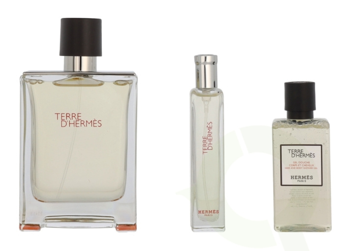 Hermes Terre D\'Hermes Giftset 155 ml Edt Spray 100ml/Edt Spray 15ml/Shower Gel 40ml ryhmässä KAUNEUS JA TERVEYS / Lahjapakkaukset / Miesten lahjapakkaukset @ TP E-commerce Nordic AB (C95006)