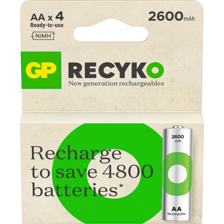 GP Paristo Recyko NiMH AA HR6 2600mAh 4-Pack ryhmässä KODINELEKTRONIIKKA / Paristot & Laturit / Ladattavat paristot / AA @ TP E-commerce Nordic AB (C95420)