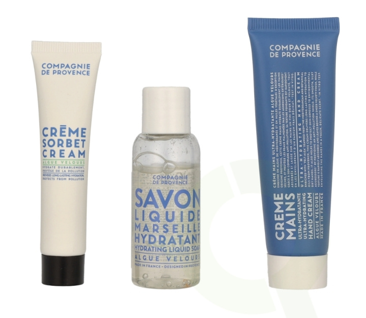 Compagnie De Provence Velvet Seaweed Discovery Kit 75 ml Marseille Liquid Soap 30ml/Hand Cream 30ml/Sorbet Cream 15ml ryhmässä KAUNEUS JA TERVEYS / Manikyyri/Pedikyyri / Käsirasva @ TP E-commerce Nordic AB (C95685)