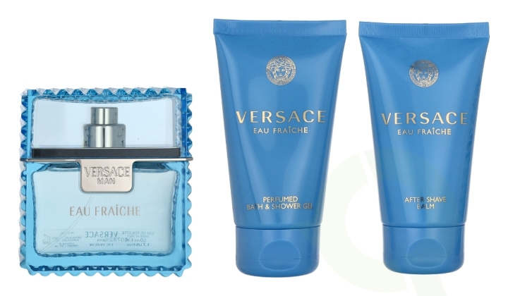 Versace Man Eau Fraiche Giftset 150 ml Edp Spray 50ml/Body Lotion 50ml/Shower Gel 50ml ryhmässä KAUNEUS JA TERVEYS / Lahjapakkaukset / Miesten lahjapakkaukset @ TP E-commerce Nordic AB (C95716)