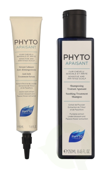 Phyto Phytoapaisant Treatment Kit 300 ml Soothing Shampoo 250ml/Soothing Serum 50ml ryhmässä KAUNEUS JA TERVEYS / Hiukset &Stailaus / Hiustenhoito / Shampoo @ TP E-commerce Nordic AB (C95777)