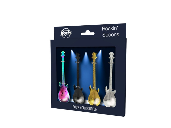 Winkee Rockin\' Guitar Spoon Set - 4 kpl ryhmässä KOTI, TALOUS JA PUUTARHA / Keittiövälineet / Viini & Juoma-tarvikkeet @ TP E-commerce Nordic AB (C99460)