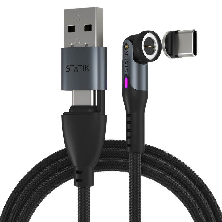 STATIK Kaapeli 360 Pro Magneettinen Kärki USB-C/Lightning/MicroUSB Musta 1m ryhmässä TIETOKOONET & TARVIKKEET / Kaapelit & Sovittimet / USB / USB-C @ TP E-commerce Nordic AB (C99565)