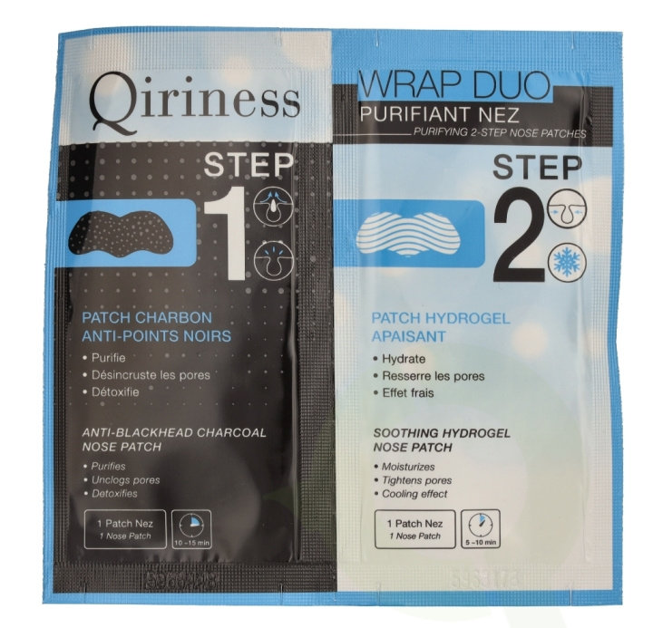 Qiriness Wrap Duo Purifying 2-Step Nose Patches 30 g 2 Patches ryhmässä KAUNEUS JA TERVEYS / Ihonhoito / Kasvot / Puhdistus @ TP E-commerce Nordic AB (C99785)