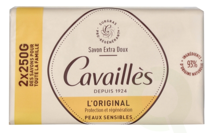 Roge Cavailles L\'Original Extra Mild Surgras Soap Bar Duo 500 g 2x250gr ryhmässä KAUNEUS JA TERVEYS / Ihonhoito / Kehon hoito / Käsisaippua @ TP E-commerce Nordic AB (C99791)