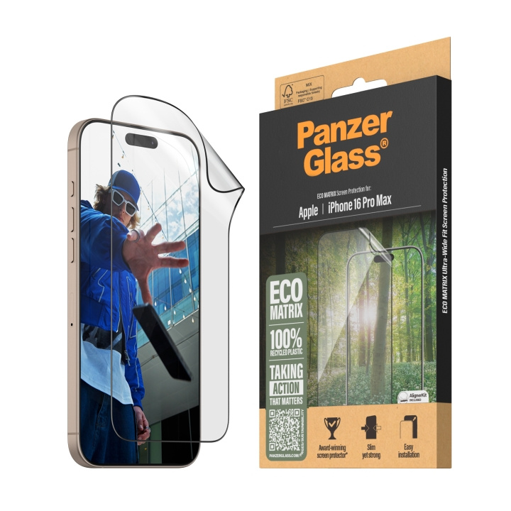 PanzerGlass Näytönsuoja MATRIX - iPhone 16 Pro Max - Ultra Wide Fit - erittäin laaja istuvuus ryhmässä ÄLYPUHELIMET JA TABLETIT / Puhelimen suojakotelo / Apple / iPhone 16 @ TP E-commerce Nordic AB (D00488)