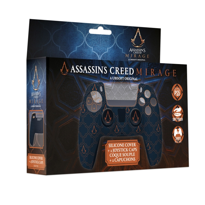 Trade Invaders Assassin\'s Creed Mirage - Silikonikahva + peukalokahvan suojukset PS5-ohjaimelle - Sininen logo ryhmässä KODINELEKTRONIIKKA / Pelikonsolit & Tarvikkeet / Sony PlayStation 5 / Tarvikkeet @ TP E-commerce Nordic AB (D00875)