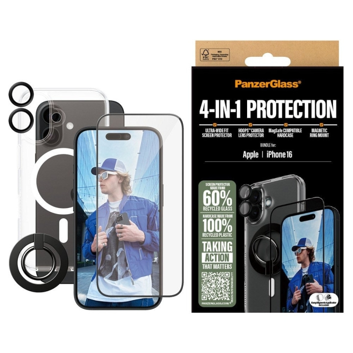 PanzerGlass iPhone 16 6.1\'\' 4-in-1-suojapaketti ryhmässä ÄLYPUHELIMET JA TABLETIT / Puhelimen suojakotelo / Apple / iPhone 16 @ TP E-commerce Nordic AB (D00919)