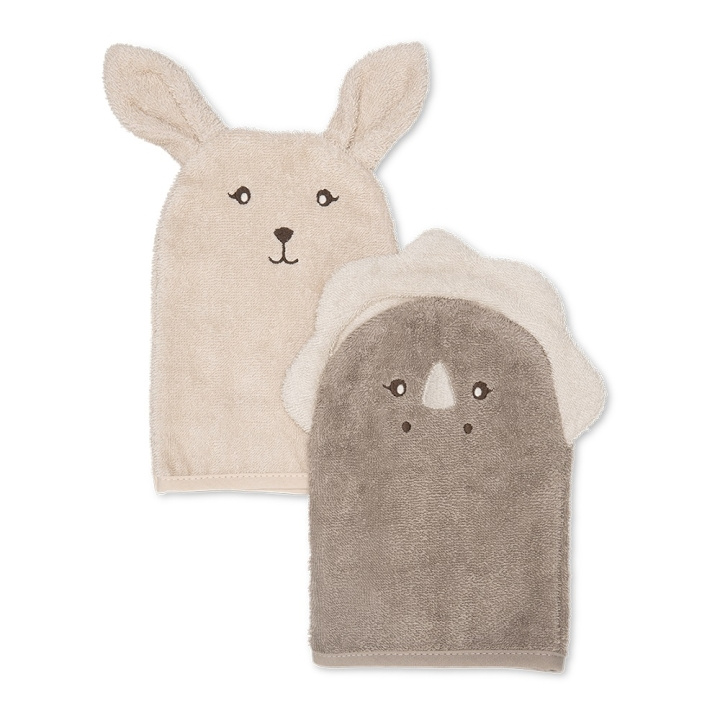 That\'s Mine Michi Wash Cloth 2 pcs Bunny & Dino ryhmässä LELUT, TUOTTEET LAPSILLE JA VAUVOILLE / Lasten tekstiilit / Kylpytarvikkeet @ TP E-commerce Nordic AB (D01385)