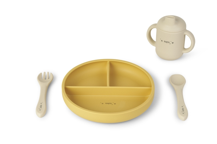 SARO Baby Food and Fun Silicone Feeding Set - Mustard (SAO17602) ryhmässä LELUT, TUOTTEET LAPSILLE JA VAUVOILLE / Syö ja juo / Lasten astiat @ TP E-commerce Nordic AB (D01598)