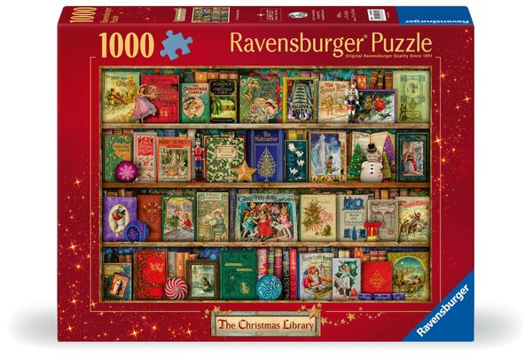 Ravensburger Puzzle The Christmas Library 1000p (12000324) ryhmässä URHEILU, VAPAA-AIKA JA HARRASTUS / Harrastus / Palapeli @ TP E-commerce Nordic AB (D01728)