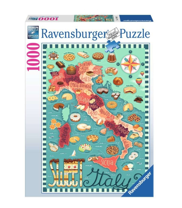 Ravensburger Puzzle Italian kartta - Sweet 1000p (12001237) ryhmässä URHEILU, VAPAA-AIKA JA HARRASTUS / Harrastus / Palapeli @ TP E-commerce Nordic AB (D01730)