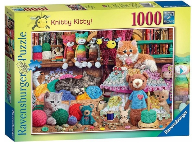 Ravensburger Puzzle - Knitty Kitty, 1000 kpl (12000102) ryhmässä URHEILU, VAPAA-AIKA JA HARRASTUS / Harrastus / Palapeli @ TP E-commerce Nordic AB (D01742)