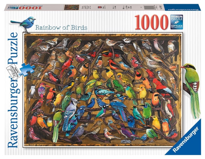 Ravensburger Puzzle - Rainbow of Birds, 1000 kpl (12000281) ryhmässä URHEILU, VAPAA-AIKA JA HARRASTUS / Harrastus / Palapeli @ TP E-commerce Nordic AB (D01744)