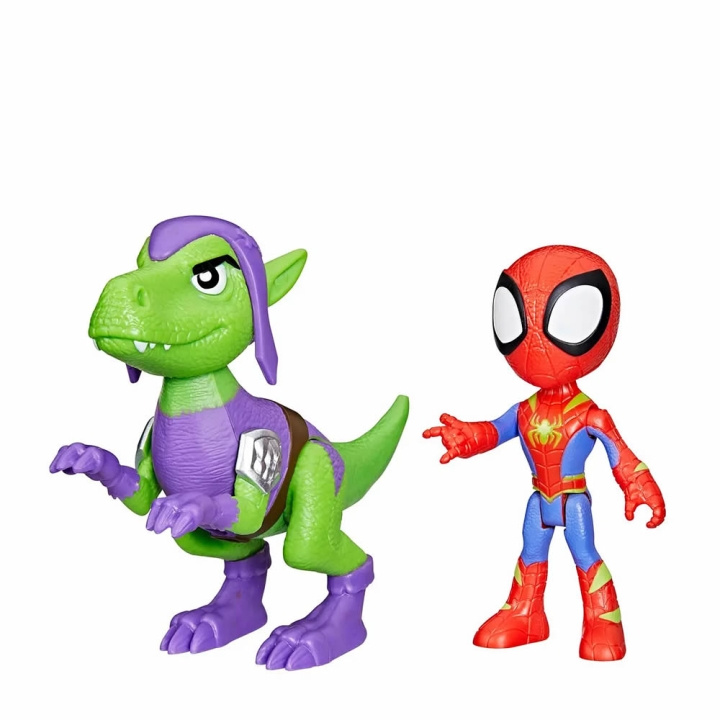 Spidey and His Amazing Friends Hero Dino Webs - Spidey & Goblin Raptor Action - Sankari Dino Webs - Hämähäkki & Goblin Raptor Action ryhmässä LELUT, TUOTTEET LAPSILLE JA VAUVOILLE / Leikkikalut, Askartelu &Pelit / Figuurit, miniatyyrit ja tarvikkeet @ TP E-commerce Nordic AB (D02296)