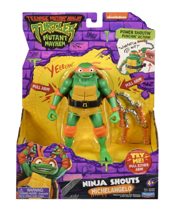 Teenage Mutant Ninja Turtles Turtles Mutant Mayhem - Power Sounds 14cm - Michelangelo ryhmässä LELUT, TUOTTEET LAPSILLE JA VAUVOILLE / Leikkikalut, Askartelu &Pelit / Figuurit, miniatyyrit ja tarvikkeet @ TP E-commerce Nordic AB (D02525)