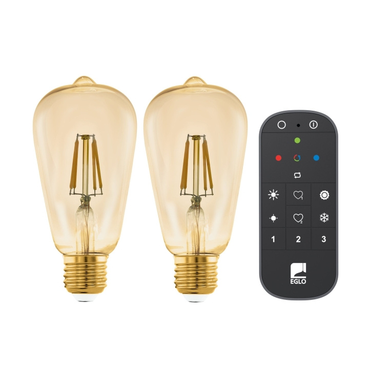 Eglo 2x E27 ST64 amber, kaukosäädin - Lämmin valkoinen - Zigbee, Bluetooth ryhmässä KOTI, TALOUS JA PUUTARHA / Älykodit / Älykäs valaistus @ TP E-commerce Nordic AB (D04195)