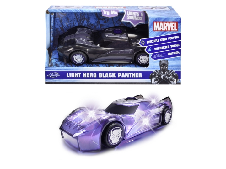 Dickie Toys Marvel Light Hero Black Panther 1:32 (203222004) ryhmässä LELUT, TUOTTEET LAPSILLE JA VAUVOILLE / Leikkikalut, Askartelu &Pelit / Leikkiautot @ TP E-commerce Nordic AB (D04878)