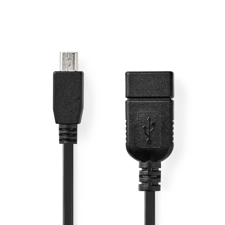 Nedis USB Mikro-B Sovitin | USB 2.0 | Mini 5-Pin Uros | USB-A Naaras | 480 Mbps | OTG | 0.20 m | Litteä | Niklattu | PVC | Musta | Muovipussi ryhmässä TIETOKOONET & TARVIKKEET / Kaapelit & Sovittimet / USB / USB-A / Kaapelit @ TP E-commerce Nordic AB (D05468)