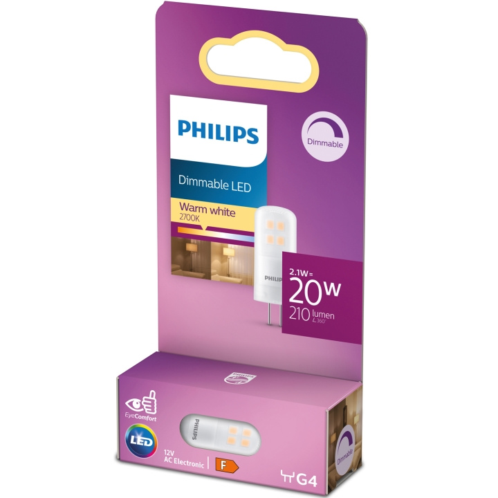 Philips LED G4 2,1W (20W) 12V 210lm Dimbar Varmvit ryhmässä KODINELEKTRONIIKKA / Valaistus / LED-lamput @ TP E-commerce Nordic AB (D05494)