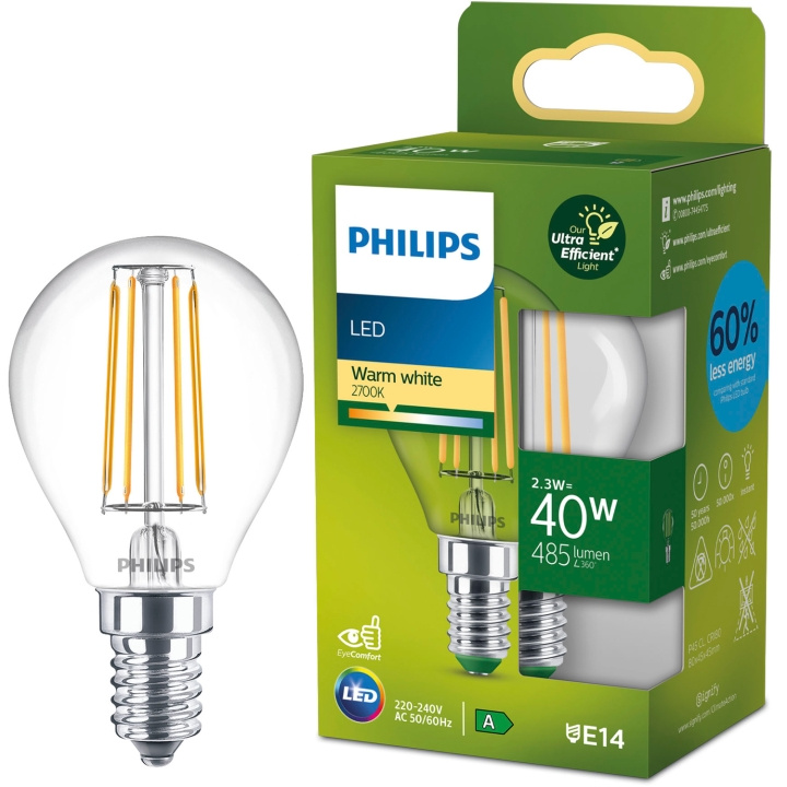 Philips LED E14 Klot P45 2,3W (40W) Klar 485lm 2700K Energiklass A ryhmässä KODINELEKTRONIIKKA / Valaistus / LED-lamput @ TP E-commerce Nordic AB (D05500)