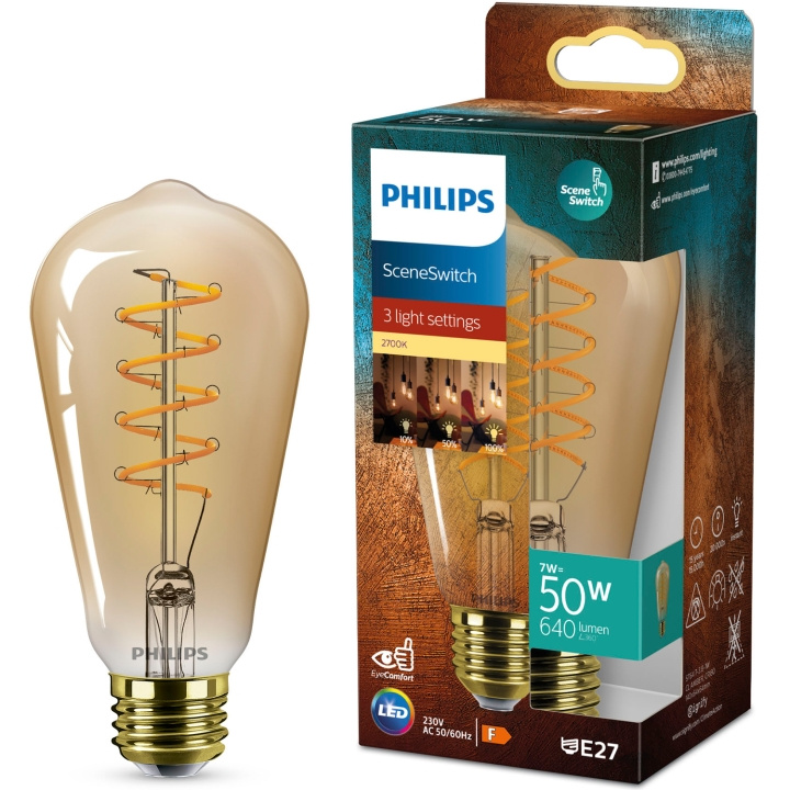 Philips LED SceneSwitch E27 ST64 7-3,8-1W (50W) Deco spiral ryhmässä KODINELEKTRONIIKKA / Valaistus / LED-lamput @ TP E-commerce Nordic AB (D05509)