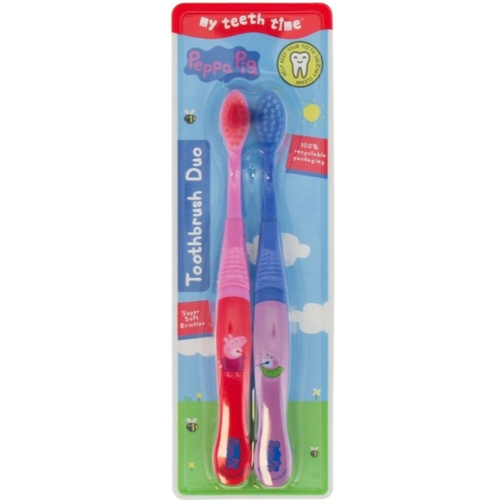 Peppa Pig Toothbrush Duo Super Soft ryhmässä KAUNEUS JA TERVEYS / Suunhoito / Sähköhammasharjat Tarvikkeet @ TP E-commerce Nordic AB (D05597)