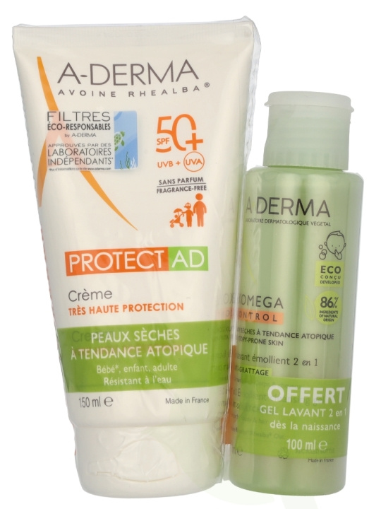 A-Derma Protect AD Cream SPF50+ Set 250 ml Cream 100ml/Gel 150ml ryhmässä KAUNEUS JA TERVEYS / Ihonhoito / Rusketus / Aurinkosuoja @ TP E-commerce Nordic AB (D06125)