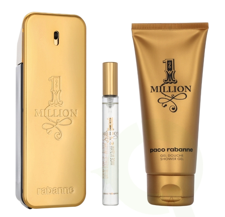 Paco Rabanne 1 Million Giftset 210 ml Edt Spray 100ml/Shower Gel 100ml/Travel Spray 10ml ryhmässä KAUNEUS JA TERVEYS / Tuoksut & Parfyymit / Parfyymit / Miesten Tuoksut @ TP E-commerce Nordic AB (D06183)