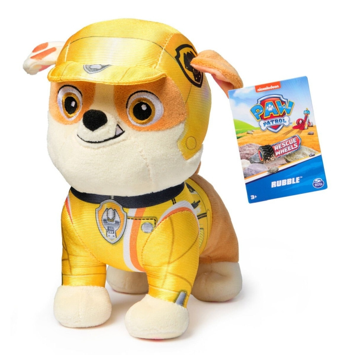 Paw Patrol Rescue Wheels - Peruspehmo - Rubble (19cm) ryhmässä LELUT, TUOTTEET LAPSILLE JA VAUVOILLE / Lelut vauvoille (0-3v) / Pehmolelut @ TP E-commerce Nordic AB (D06543)