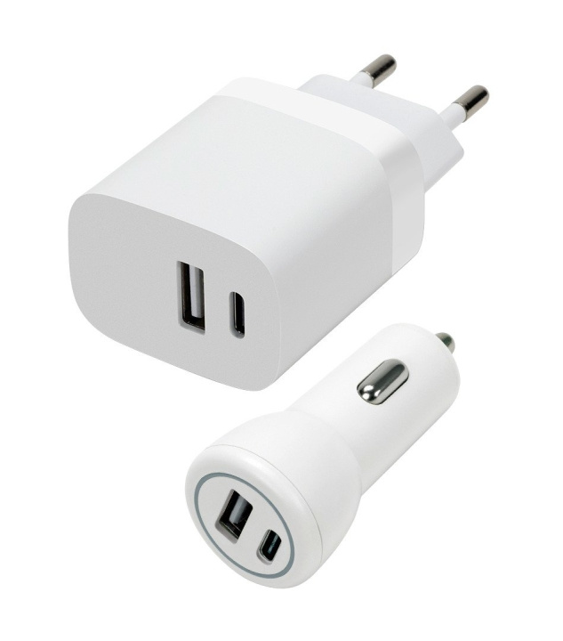 Speedlink Seinä- ja autolaturisarja USB-A & USB-C 15W, valkoinen ryhmässä ÄLYPUHELIMET JA TABLETIT / Laturit & Kaapelit / Autolaturi / Autolaturi USB @ TP E-commerce Nordic AB (D06675)