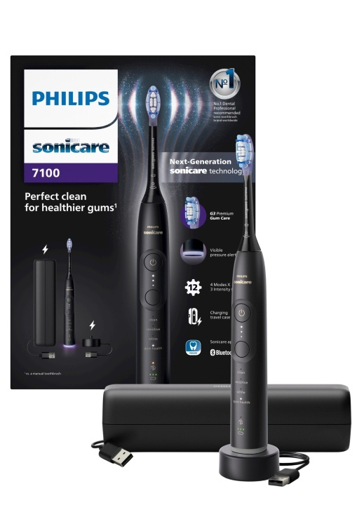 Philips Sonicare musta sähköhammasharja sarja 7100 HX7421/01 HX7421/01 ryhmässä KAUNEUS JA TERVEYS / Suunhoito / Sähköhammasharjat @ TP E-commerce Nordic AB (D06701)