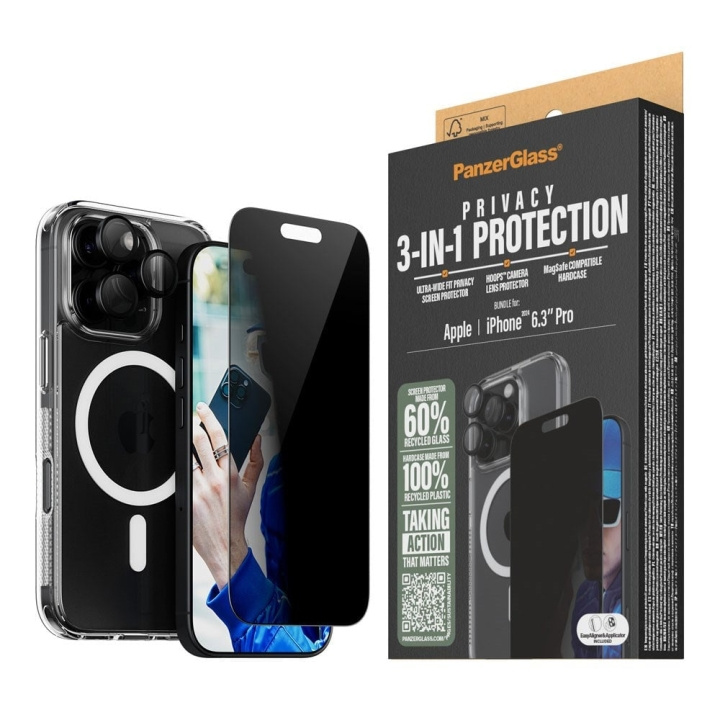 PanzerGlass iPhone 16 Pro 6.3\'\' 3-in-1 Privacy P Bundle -paketti ryhmässä ÄLYPUHELIMET JA TABLETIT / Puhelimen suojakotelo / Apple / iPhone 16 @ TP E-commerce Nordic AB (D07018)