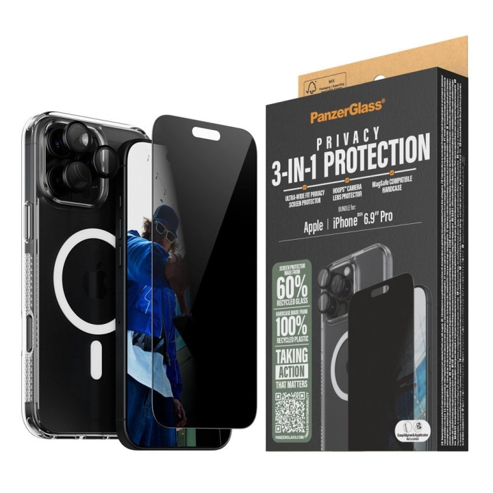 PanzerGlass iPhone 16 Pro Max 6.9\'\' 3-in-1 Privacy P Bundle -paketti ryhmässä ÄLYPUHELIMET JA TABLETIT / Puhelimen suojakotelo / Apple / iPhone 16 @ TP E-commerce Nordic AB (D07019)