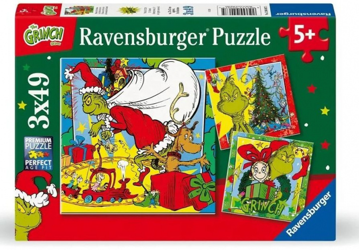 Ravensburger Puzzle - Grinch 3x49p (12004067) ryhmässä LELUT, TUOTTEET LAPSILLE JA VAUVOILLE / Leikkikalut, Askartelu &Pelit / Lasten palapeli @ TP E-commerce Nordic AB (D07069)